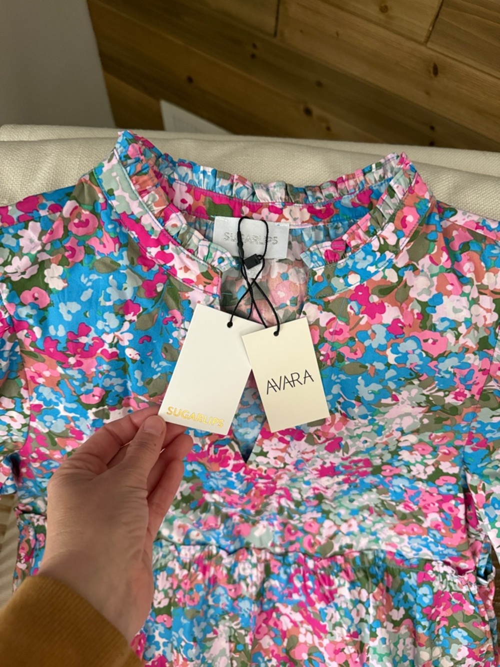 Bright Floral Short Sleeve Tiered Dress - Picture 2 of 3